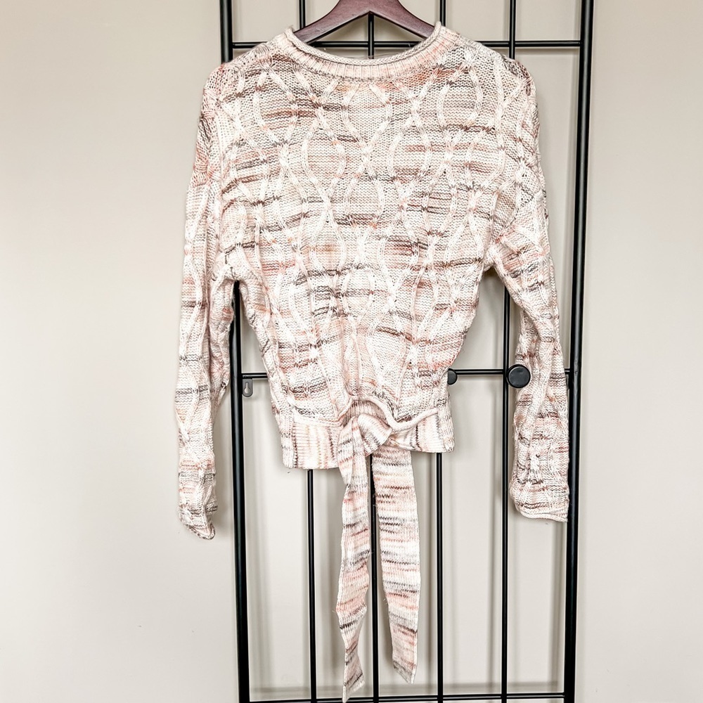 Tie Back Cable Knit Sweater Sz S